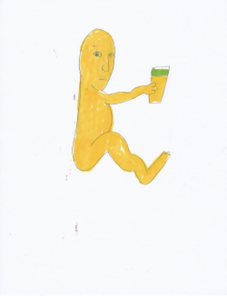 yellow baby with cup